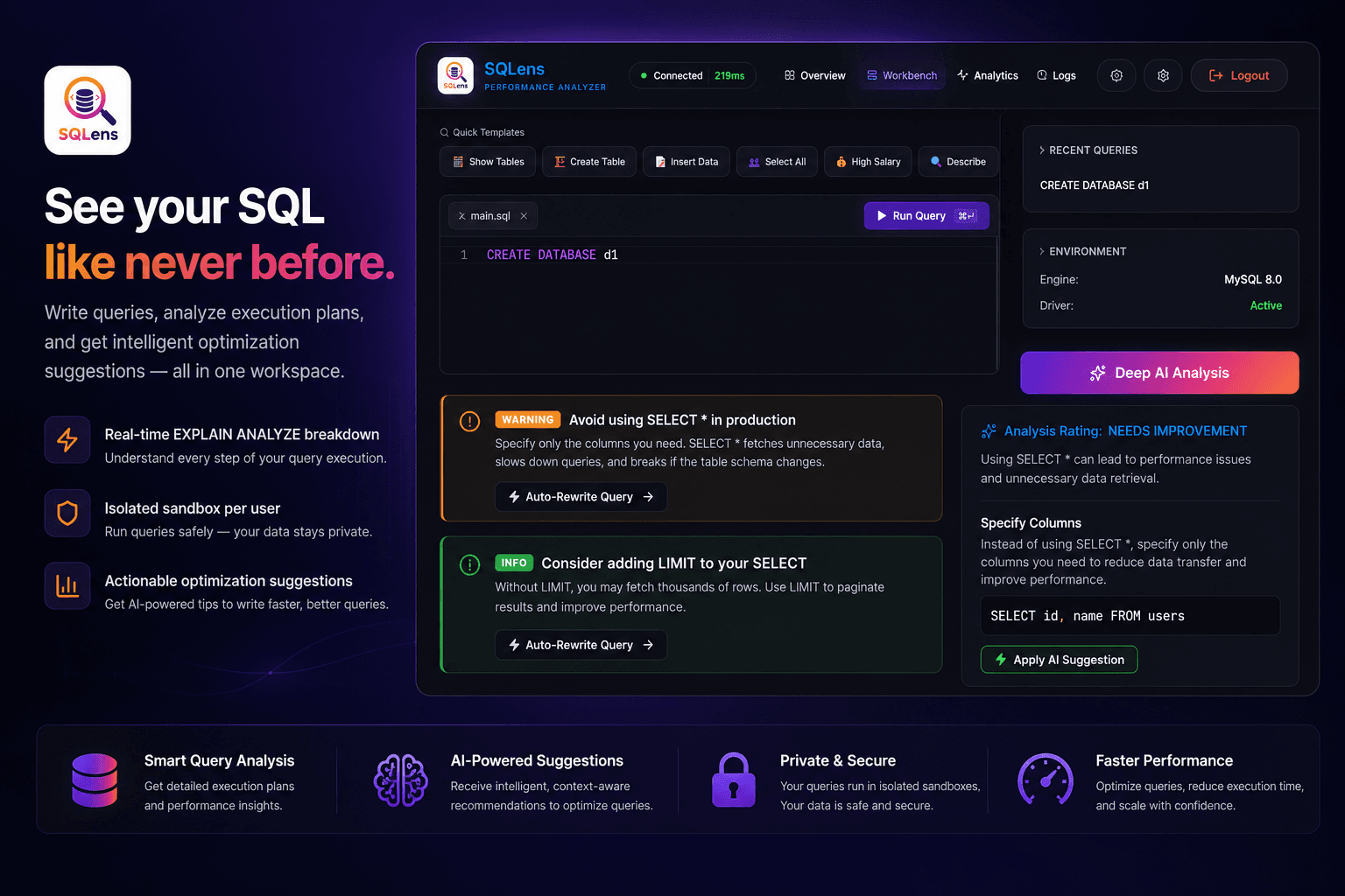 SQLens screenshot